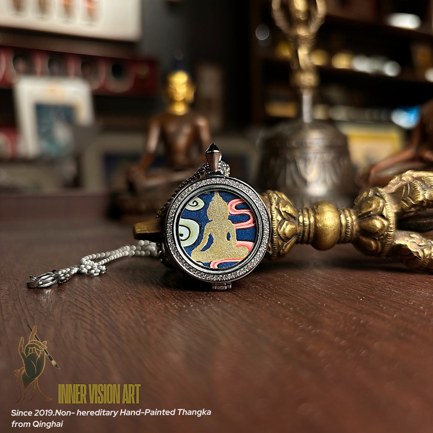 Buddha Eyes Hand-Painted Thangka Pendant