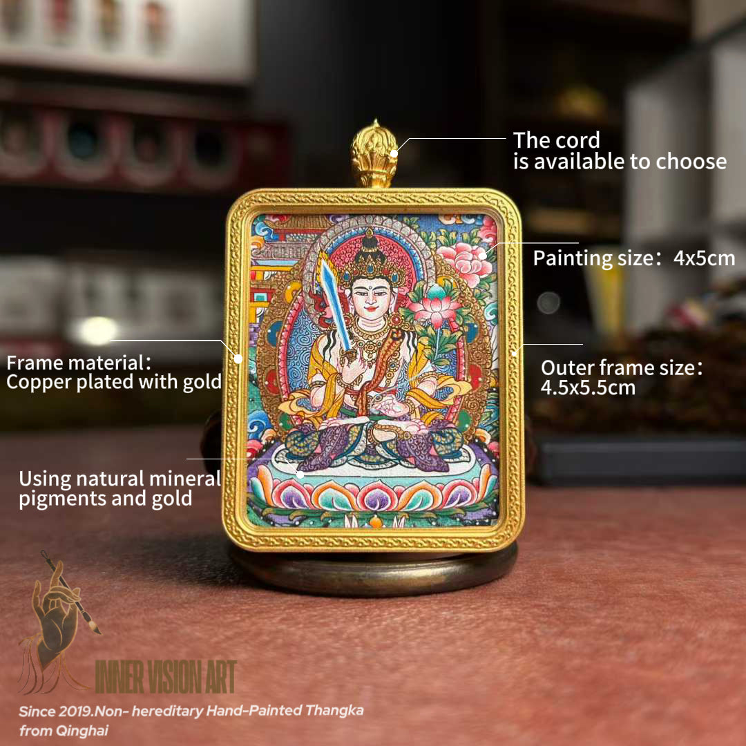 Akasagarbha Bodhisattva Hand-Painted Thangka Pendant