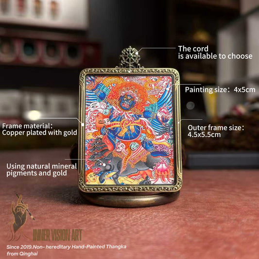 Vajra Armor Protection Hand-Painted Thangka Pendant金刚铠甲