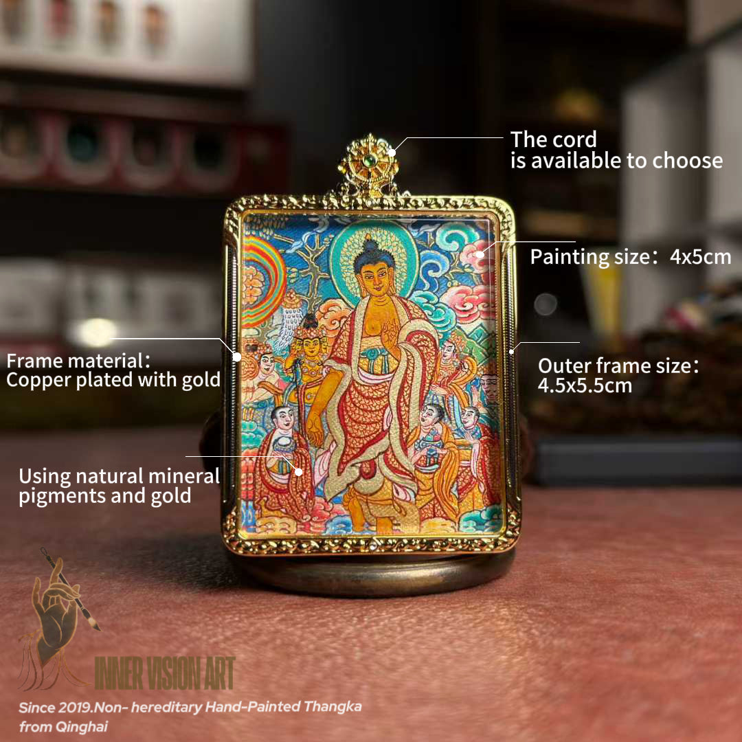 Shakyamuni Buddha Hand-Painted Thangka Pendant释迦牟尼佛
