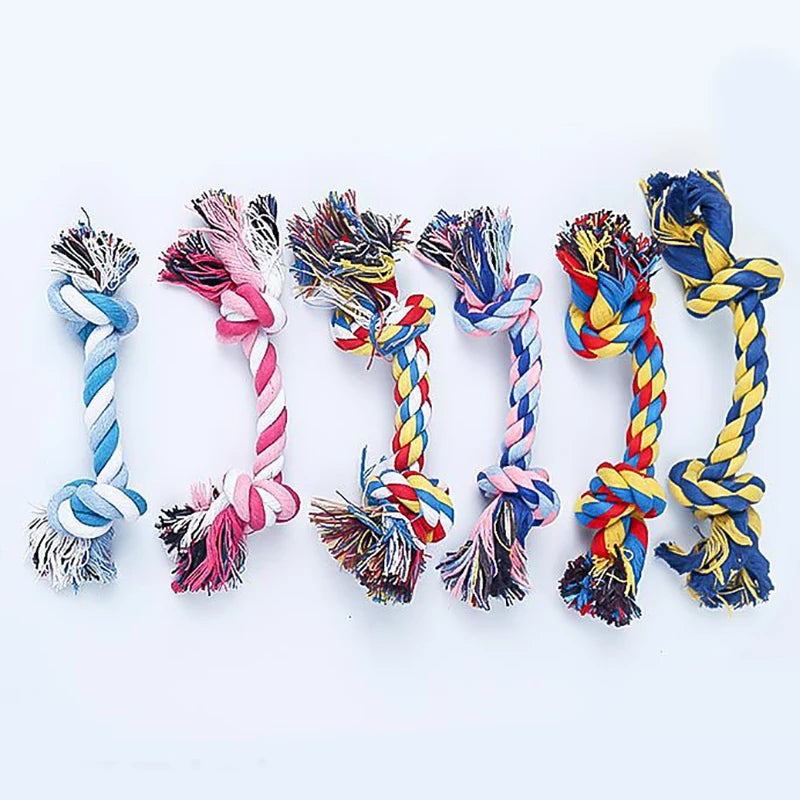 Random Color Pet Dog Toy Bite Rope Double Knot Cotton Rope Funny Cat Toy Bite Resistant and Sharp Teeth Pet Supplies Puppy Toys