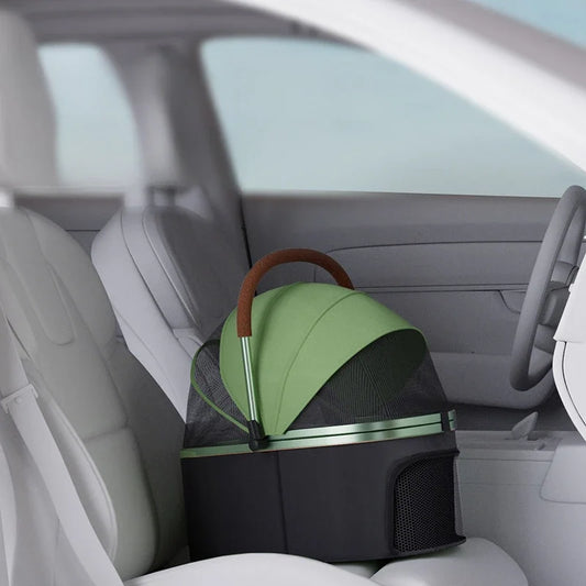 Detachable Pet Stroller Ultra-light Portable Outdoor Cat and Dog Stroller Aluminum Alloy Frame Four-wheel Shock Absorber