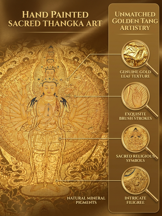 Thousand-Armed Avalokiteshvara Hand-Painted Wall Thangka