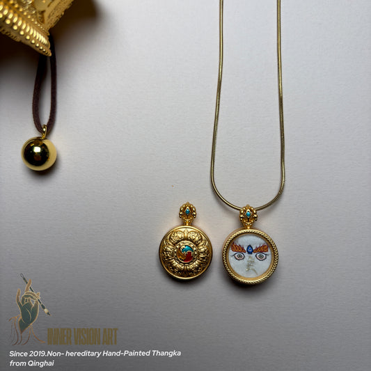 Buddha Eyes Hand-Painted Thangka Pendant