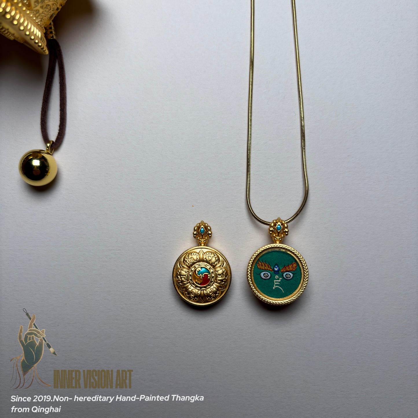 Buddha Eyes Hand-Painted Thangka Pendant