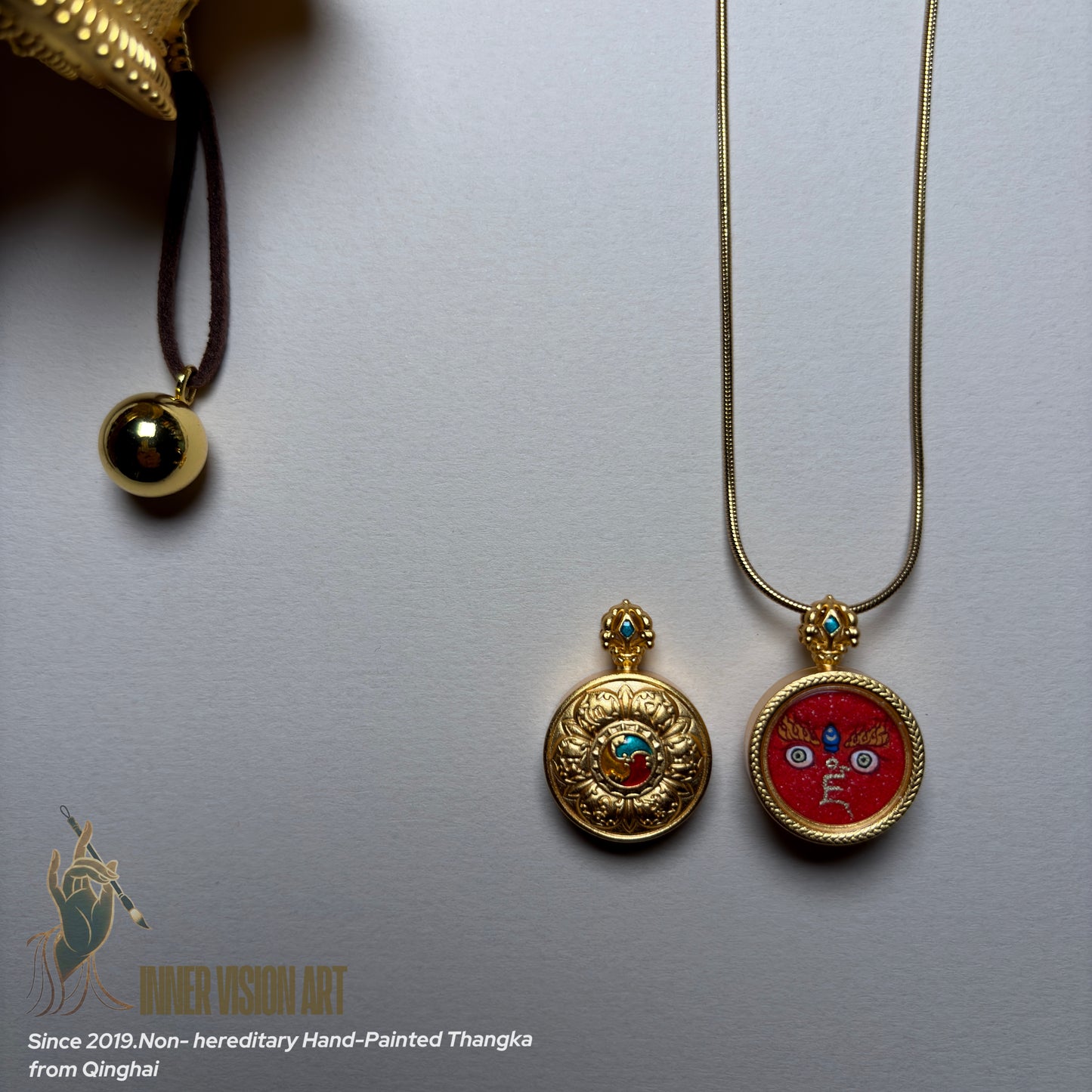 Buddha Eyes Hand-Painted Thangka Pendant