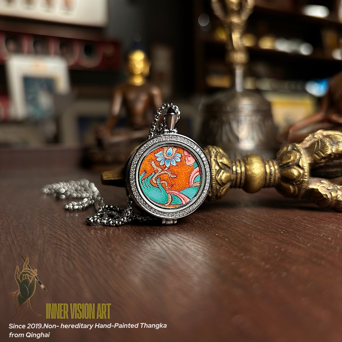Buddha Eyes Hand-Painted Thangka Pendant