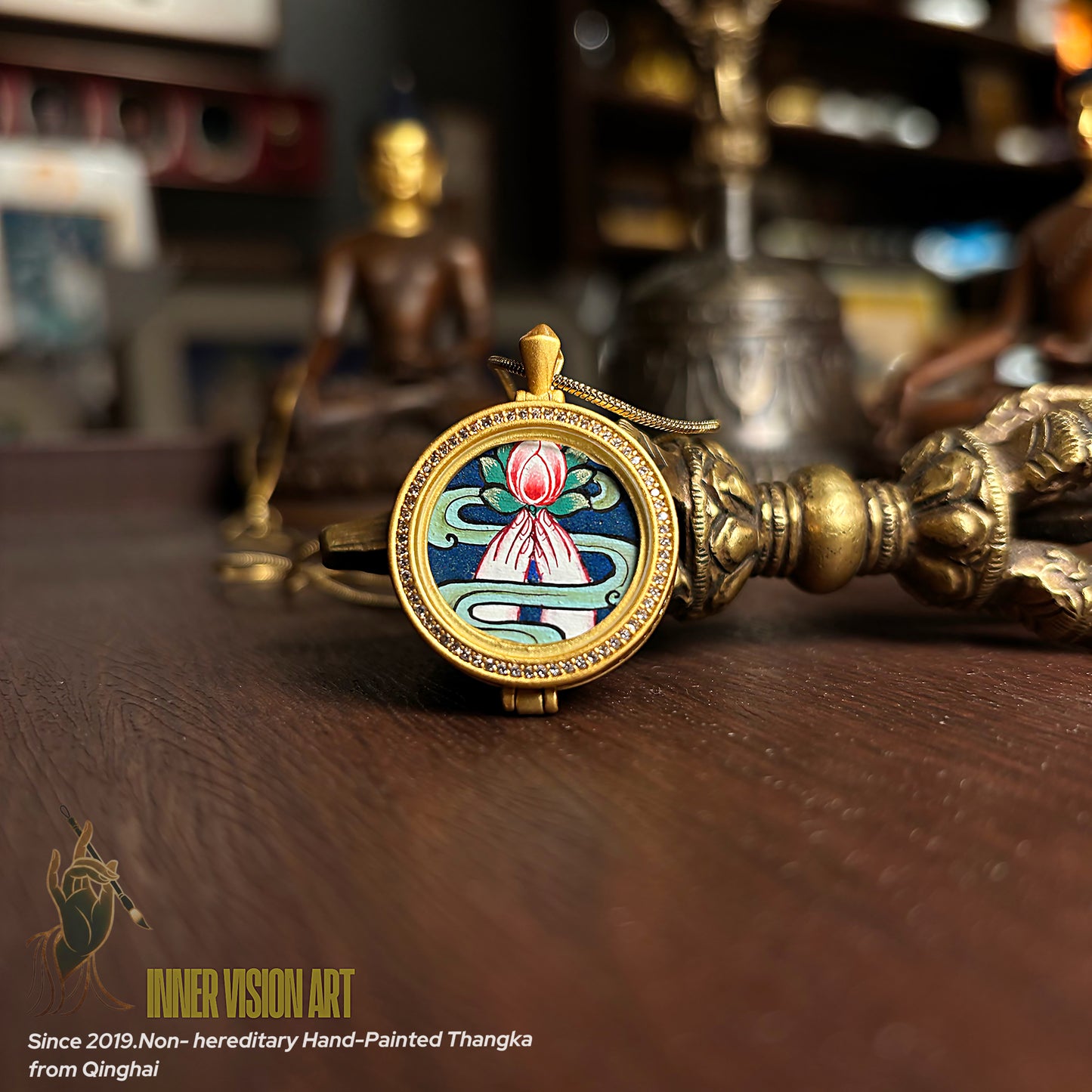 Buddha Eyes Hand-Painted Thangka Pendant