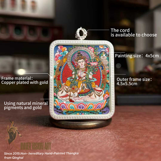 Samantabhadra Bodhisattva Hand-Painted Thangka Pendant普贤菩萨
