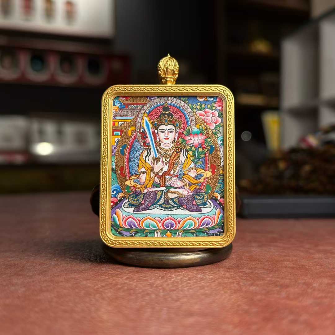 Akasagarbha Bodhisattva Hand-Painted Thangka Pendant