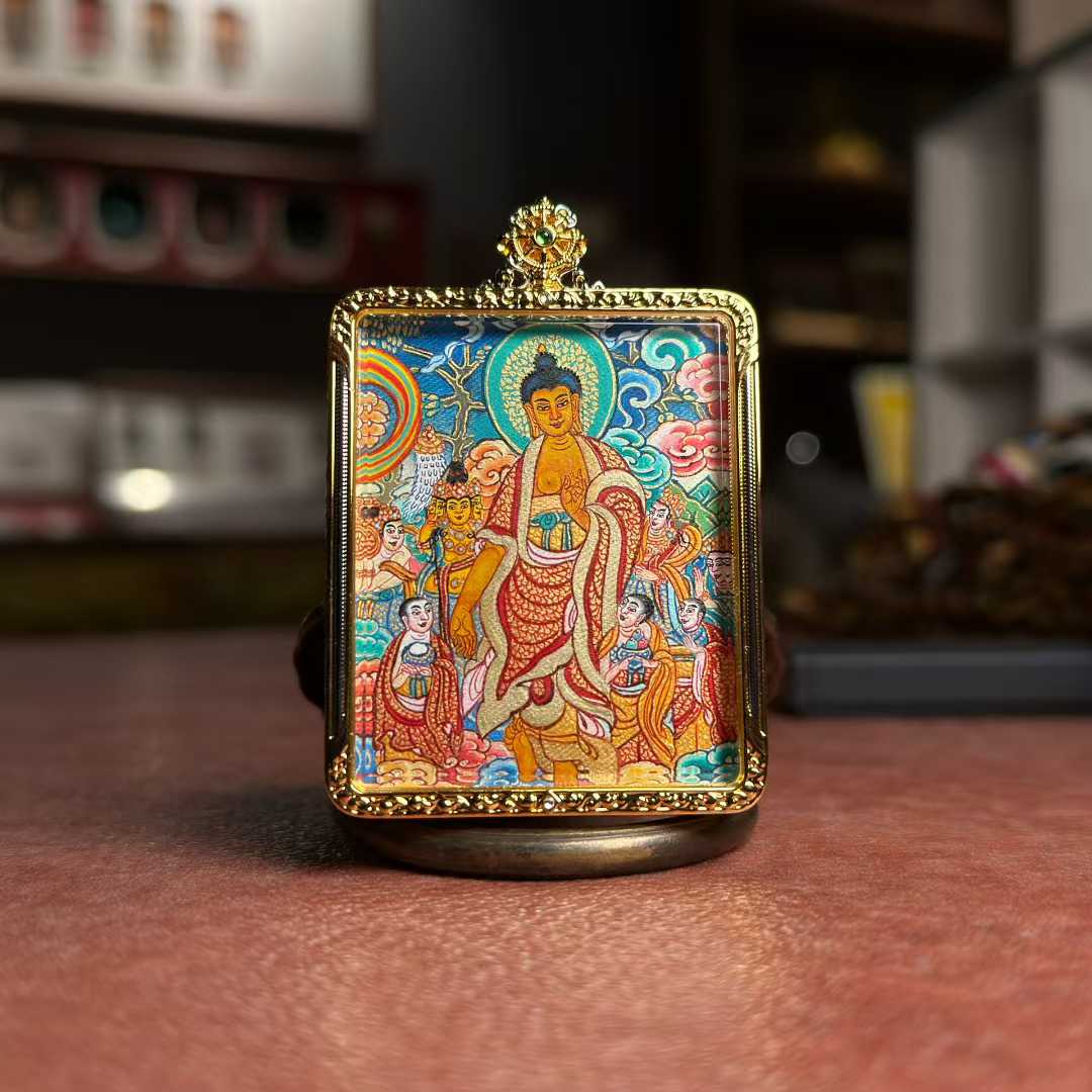 Shakyamuni Buddha Hand-Painted Thangka Pendant释迦牟尼佛