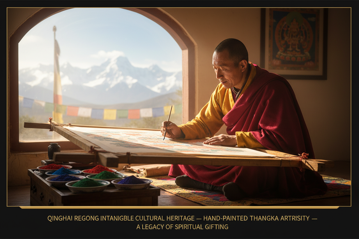 藏族画师手绘唐卡品牌横幅