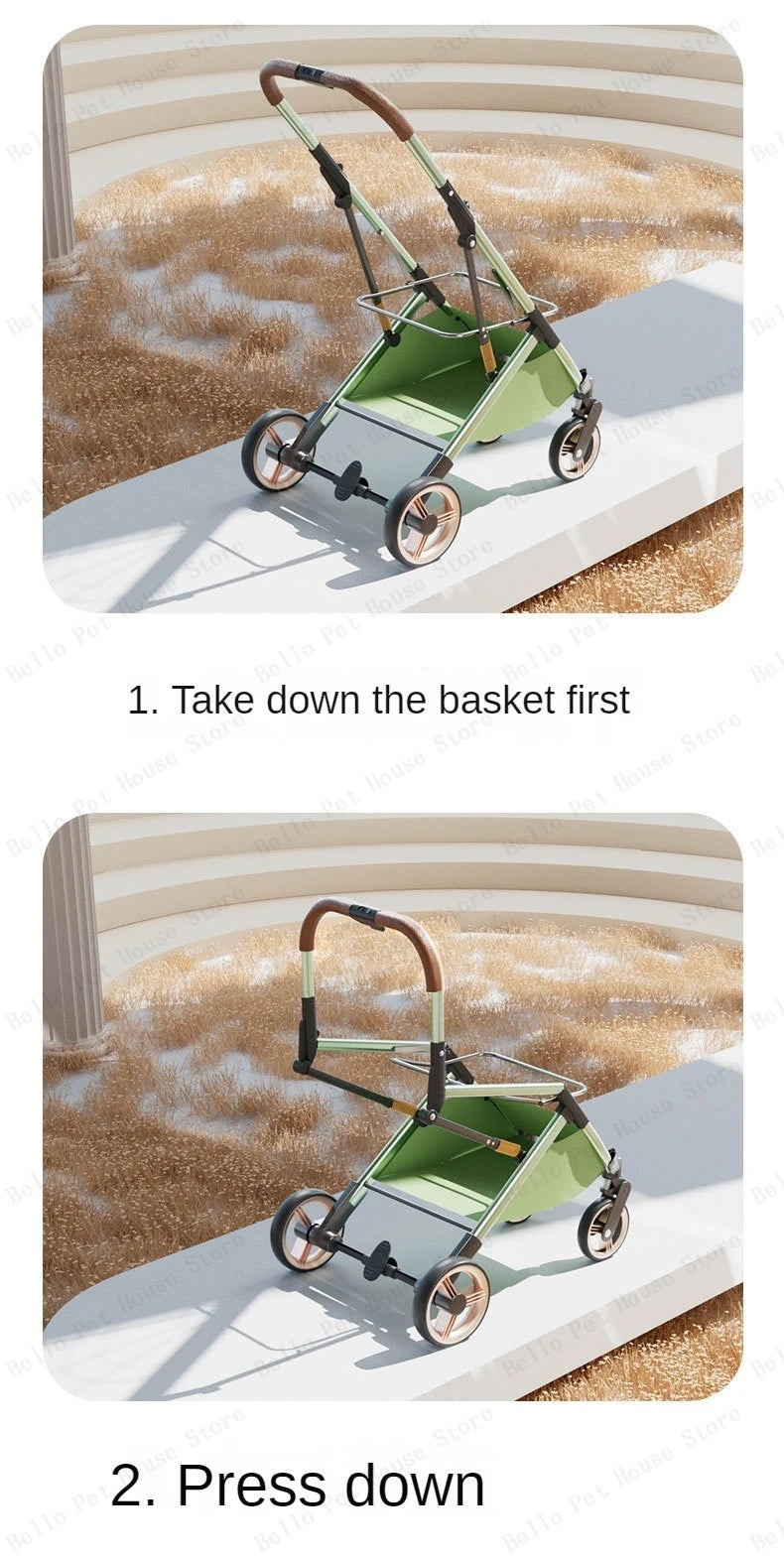 Detachable Pet Stroller Ultra-light Portable Outdoor Cat and Dog Stroller Aluminum Alloy Frame Four-wheel Shock Absorber