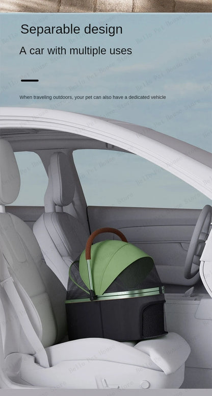 Detachable Pet Stroller Ultra-light Portable Outdoor Cat and Dog Stroller Aluminum Alloy Frame Four-wheel Shock Absorber