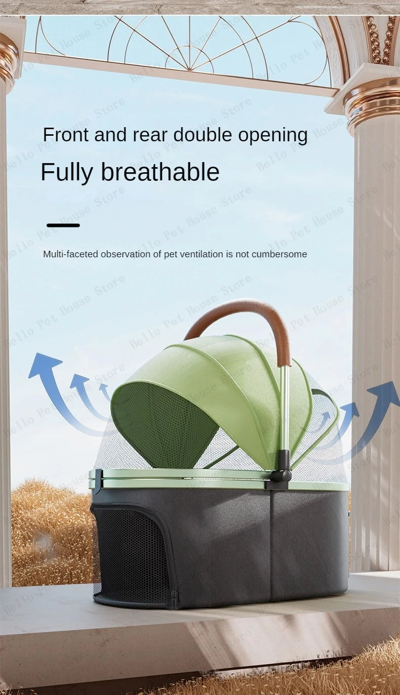 Detachable Pet Stroller Ultra-light Portable Outdoor Cat and Dog Stroller Aluminum Alloy Frame Four-wheel Shock Absorber