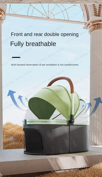 Detachable Pet Stroller Ultra-light Portable Outdoor Cat and Dog Stroller Aluminum Alloy Frame Four-wheel Shock Absorber