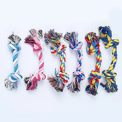 Random Color Pet Dog Toy Bite Rope Double Knot Cotton Rope Funny Cat Toy Bite Resistant and Sharp Teeth Pet Supplies Puppy Toys
