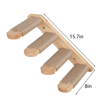 Cat Climbing Shelf Wall Mounted Four Step Stairway With Sisal Scratching Post For Cats Tree Tower Platform Jumping Pet Furniture