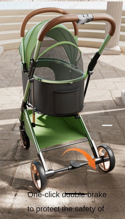 Detachable Pet Stroller Ultra-light Portable Outdoor Cat and Dog Stroller Aluminum Alloy Frame Four-wheel Shock Absorber