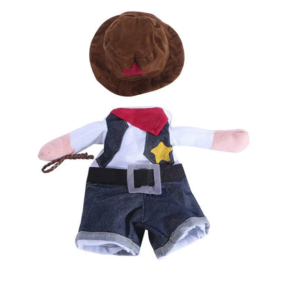 Pet Dog Cat Costume Cowboy Jeans Hoodie Shirts Halloween Costume Jumpsuit Puppy Clothes Funny Coat