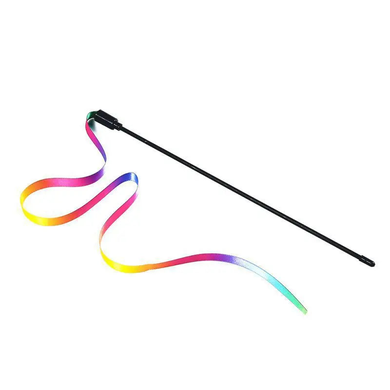 Pet Cat Toys Cute Funny Rainbow Strips Stick Cat Teaser Wand  Pet Toys for Cats Interactive Toys Cat Supplies Pet Products