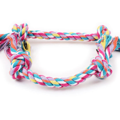 Random Color Pet Dog Toy Bite Rope Double Knot Cotton Rope Funny Cat Toy Bite Resistant and Sharp Teeth Pet Supplies Puppy Toys