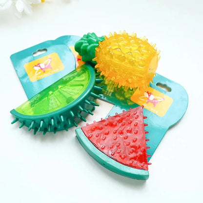 Pet Cooling Chew Toy Reusable Dog Cat Toy Teething Summer Cooling Watermelon Pineapple Lemon Durable Ice Frozen Fruit Shape Toys