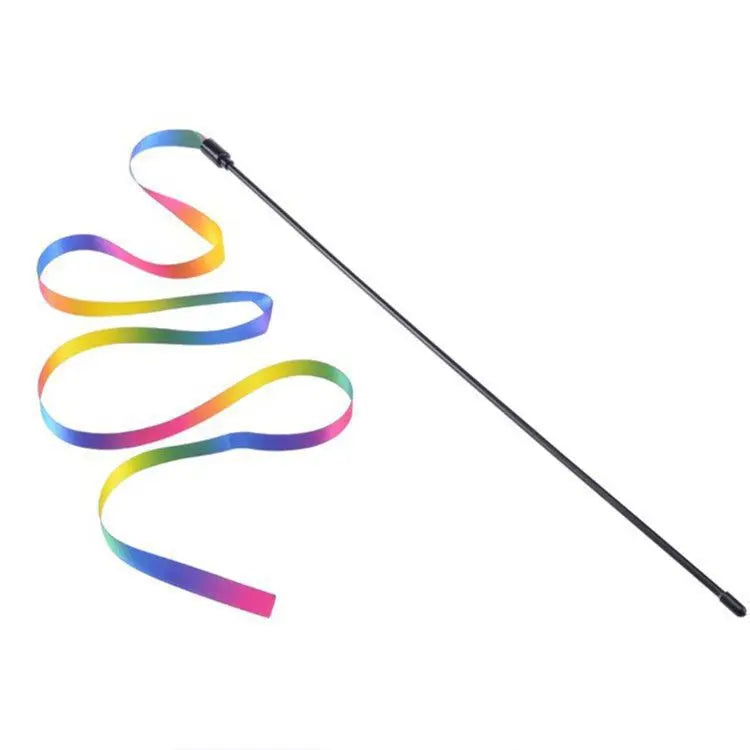 Pet Cat Toys Cute Funny Rainbow Strips Stick Cat Teaser Wand  Pet Toys for Cats Interactive Toys Cat Supplies Pet Products
