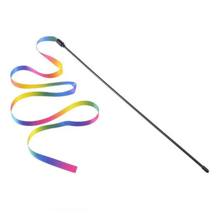 Pet Cat Toys Cute Funny Rainbow Strips Stick Cat Teaser Wand  Pet Toys for Cats Interactive Toys Cat Supplies Pet Products
